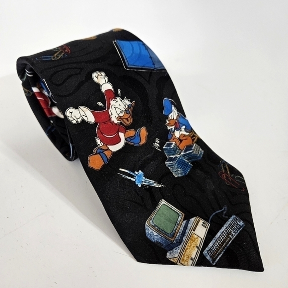 Vintage Disney Mickey Unlimited Executive Office Theme Men's Tie Goofy Donald - Picture 1 of 6